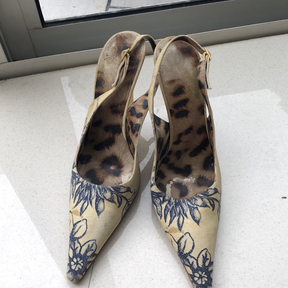 Donated Roberto Cavalli stiletto slingbacks